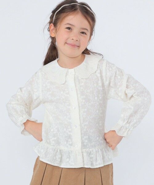 SHIPS / シップス シャツ・ブラウス | SHIPS KIDS:100〜130cm /刺繍 フリルカラー ブラウス | 詳細1