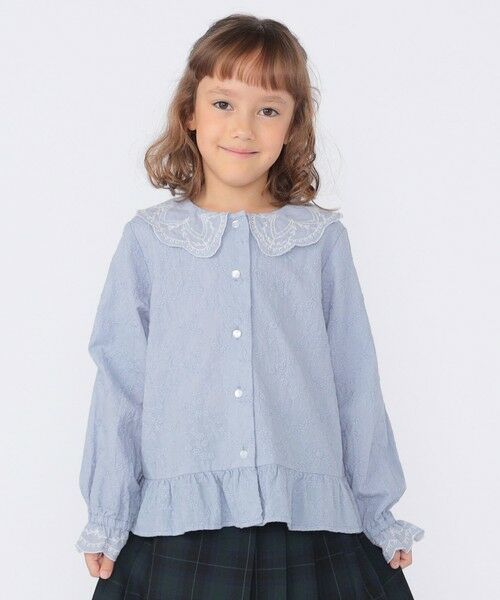 SHIPS / シップス シャツ・ブラウス | SHIPS KIDS:100〜130cm /刺繍 フリルカラー ブラウス(ライトブルー)