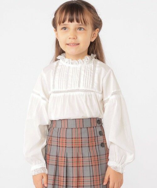 SHIPS / シップス シャツ・ブラウス | SHIPS KIDS:100〜130cm / レース ピンタック 長袖 ブラウス | 詳細1