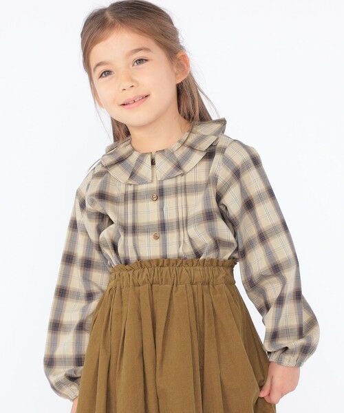 SHIPS / シップス シャツ・ブラウス | SHIPS KIDS:100〜130cm / プリーツ カラー 長袖 チェック ブラウス | 詳細1
