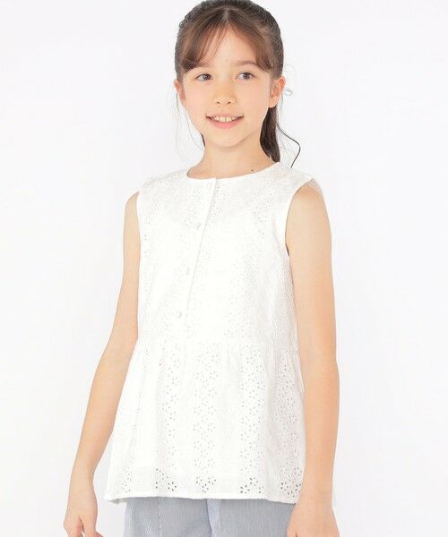 SHIPS / シップス シャツ・ブラウス | SHIPS KIDS:140〜150cm / レース ペプラム ノースリーブ ブラウス | 詳細1