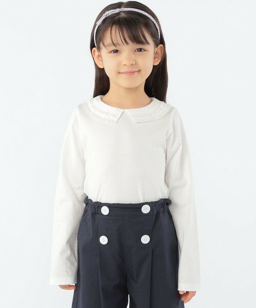 SHIPS / シップス Tシャツ | SHIPS KIDS:100〜130cm / レース カラー 長袖 TEE(オフホワイト)