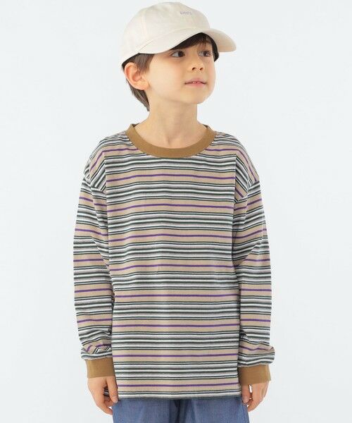 SHIPS / シップス Tシャツ | SHIPS KIDS:100〜130cm / マルチ ボーダー 長袖 TEE(ベージュ)