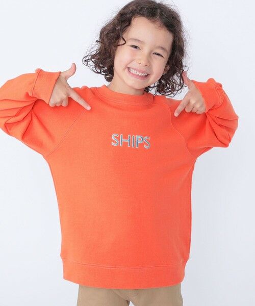 SHIPS / シップス スウェット | SHIPS KIDS:100〜130cm / 刺繍 ロゴ ラグラン スウェット(オレンジ)