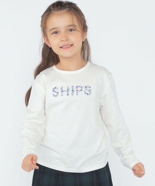 SHIPS / シップス Tシャツ | SHIPS KIDS:100〜130cm / フラワー 刺繍 ロゴ 長袖 Tシャツ | 詳細1