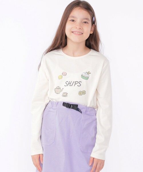 SHIPS / シップス Tシャツ | SHIPS KIDS:140〜150cm / アフタヌーンティー モチーフ 長袖 TEE(オフホワイト)