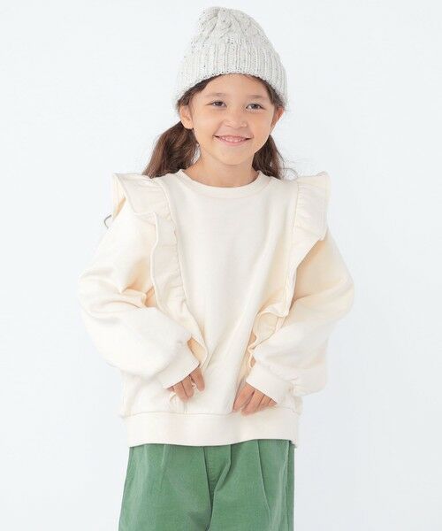 SHIPS / シップス Tシャツ | SHIPS KIDS:100〜130cm / ショルダー フリル スウェット(ナチュラル)
