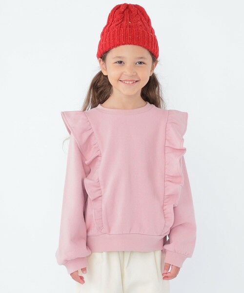 SHIPS / シップス Tシャツ | SHIPS KIDS:100〜130cm / ショルダー フリル スウェット(ピンク)