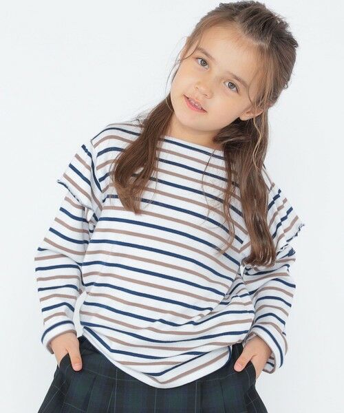SHIPS / シップス Tシャツ | SHIPS KIDS:100〜130cm/ボーダー フリル ロングスリーブ Tシャツ | 詳細2