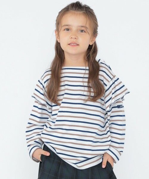 SHIPS / シップス Tシャツ | SHIPS KIDS:100〜130cm/ボーダー フリル ロングスリーブ Tシャツ | 詳細3