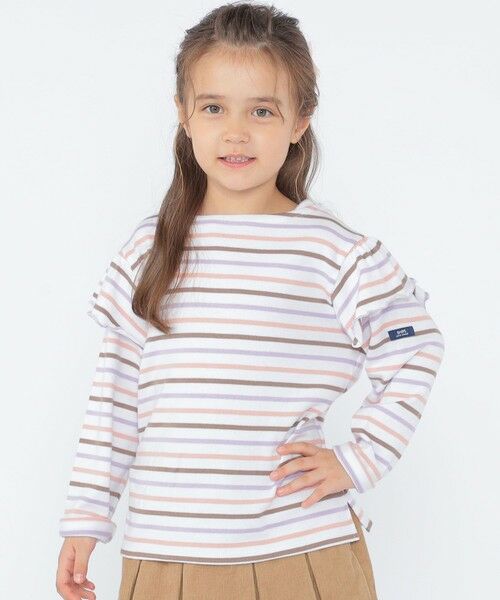 SHIPS / シップス Tシャツ | SHIPS KIDS:100〜130cm/ボーダー フリル ロングスリーブ Tシャツ(ピンク)