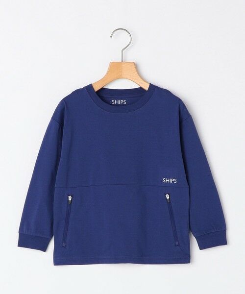 SHIPS / シップス カットソー | SHIPS KIDS:100〜130cm /ファスナー ポケット付き ロング スリーブ Tシャツ(ブルー)