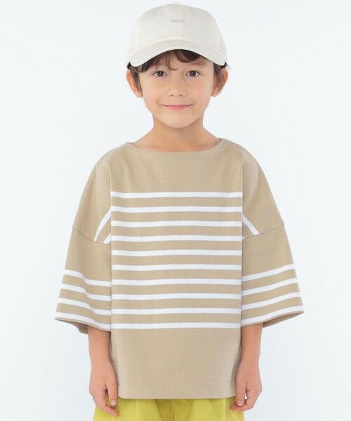 SHIPS / シップス Tシャツ | SHIPS KIDS:100〜170cm / パネル ボーダー 半袖 TEE(ベージュ)