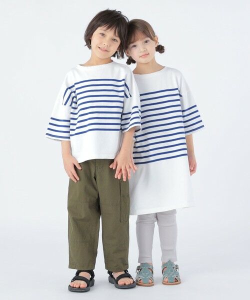 SHIPS / シップス Tシャツ | SHIPS KIDS:100〜170cm / パネル ボーダー 半袖 TEE(ブルー)