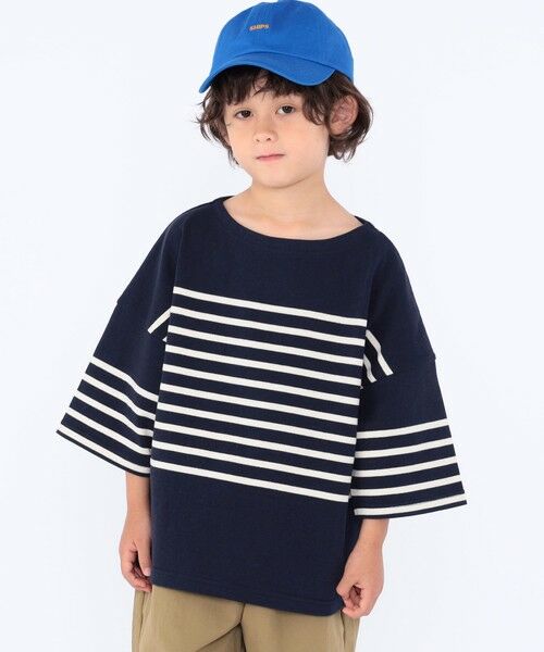 SHIPS / シップス Tシャツ | SHIPS KIDS:100〜170cm / パネル ボーダー 半袖 TEE(ネイビー)