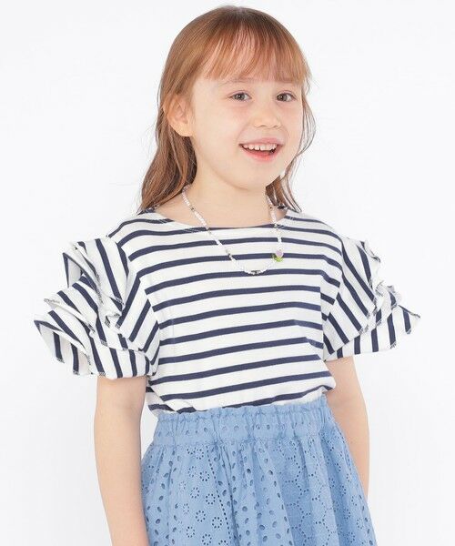 SHIPS / シップス Tシャツ | SHIPS KIDS:100〜130cm / オーガニック コットン フリル スリーブ TEE(ブルー)