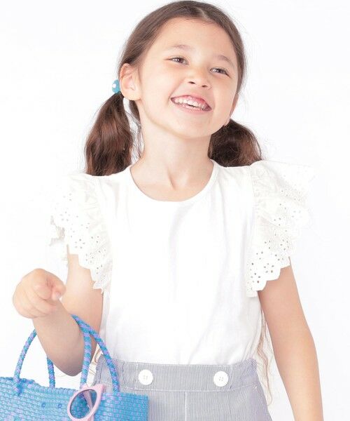 SHIPS / シップス Tシャツ | SHIPS KIDS:100〜130cm / レース フリル 半袖 TEE(オフホワイト)