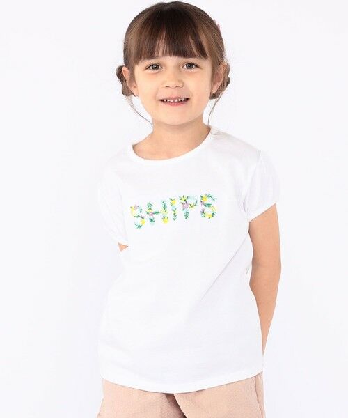 SHIPS / シップス Tシャツ | SHIPS KIDS:100〜130cm / ガーリー 刺繍 ロゴ Tシャツ | 詳細1