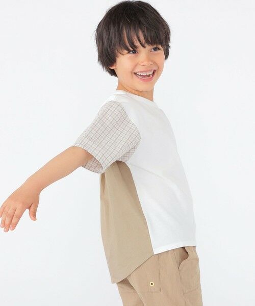 SHIPS / シップス Tシャツ | SHIPS KIDS:100〜130cm / チェック 切替 半袖 TEE | 詳細1
