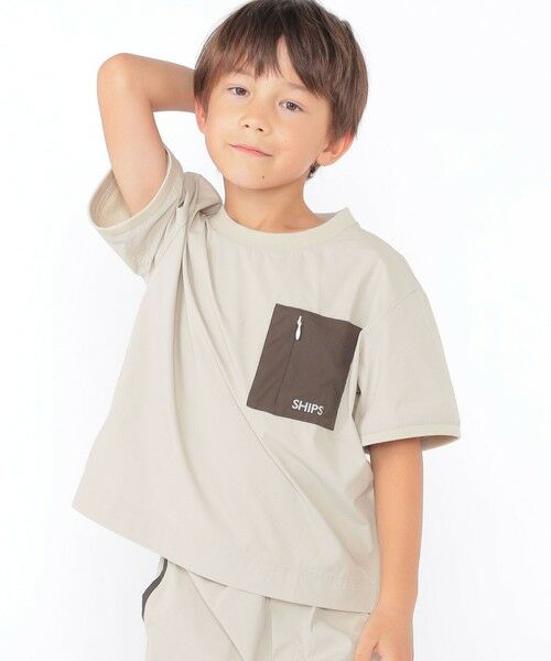 SHIPS / シップス Tシャツ | SHIPS KIDS:100〜130cm / 〈UVカット〉ドライ ポケット TEE(ライトグレー)