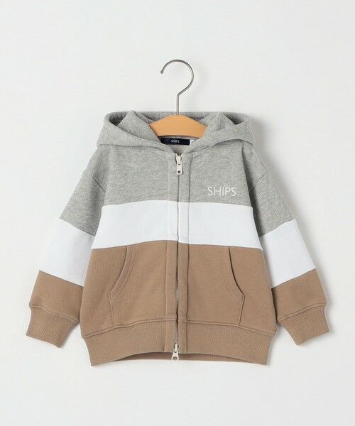 SHIPS / シップス カーディガン・ボレロ | SHIPS KIDS:80〜90cm / ロゴ フード ジップ パーカ（ベージュ）