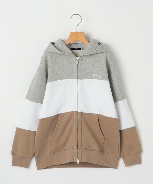 SHIPS / シップス カーディガン・ボレロ | SHIPS KIDS:140〜160cm / ロゴ フード ジップ パーカ（ベージュ）