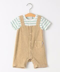 SHIPS / シップス ベビー・キッズグッズ | SHIPS KIDS:70〜80cm / フェイク オーバーオール ボーダー ロンパース