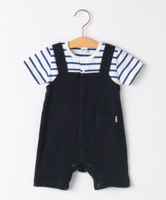 SHIPS / シップス ベビー・キッズグッズ | SHIPS KIDS:70〜80cm / フェイク オーバーオール ボーダー ロンパース