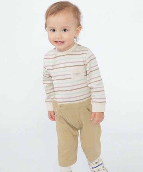 SHIPS / シップス ベビー・キッズグッズ | SHIPS KIDS:70〜80cm / オーガニック コットン ボーダー ロンパース | 詳細1