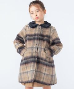 SHIPS KIDS:100〜130cm/シャギー チェック コート