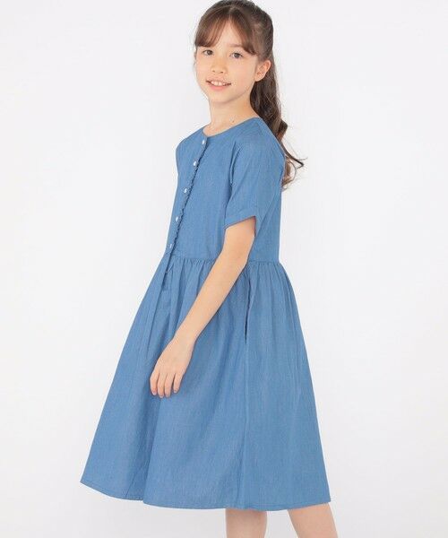 SHIPS / シップス ロング・マキシ丈ワンピース | SHIPS KIDS:140〜150cm / ダンガリー 半袖 ワンピース | 詳細1