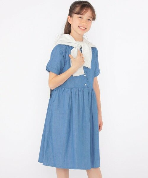 SHIPS / シップス ロング・マキシ丈ワンピース | SHIPS KIDS:140〜150cm / ダンガリー 半袖 ワンピース | 詳細10