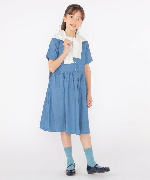 SHIPS / シップス ロング・マキシ丈ワンピース | SHIPS KIDS:140〜150cm / ダンガリー 半袖 ワンピース | 詳細12