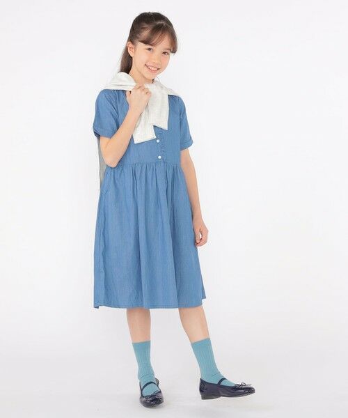 SHIPS / シップス ロング・マキシ丈ワンピース | SHIPS KIDS:140〜150cm / ダンガリー 半袖 ワンピース | 詳細13