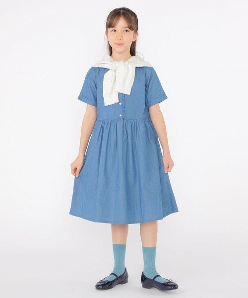SHIPS / シップス ロング・マキシ丈ワンピース | SHIPS KIDS:140〜150cm / ダンガリー 半袖 ワンピース | 詳細15