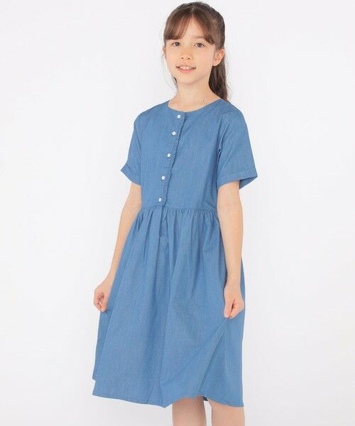 SHIPS / シップス ロング・マキシ丈ワンピース | SHIPS KIDS:140〜150cm / ダンガリー 半袖 ワンピース | 詳細2