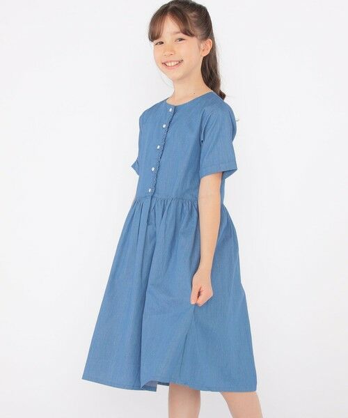 SHIPS / シップス ロング・マキシ丈ワンピース | SHIPS KIDS:140〜150cm / ダンガリー 半袖 ワンピース | 詳細3