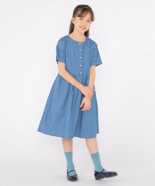 SHIPS / シップス ロング・マキシ丈ワンピース | SHIPS KIDS:140〜150cm / ダンガリー 半袖 ワンピース | 詳細4