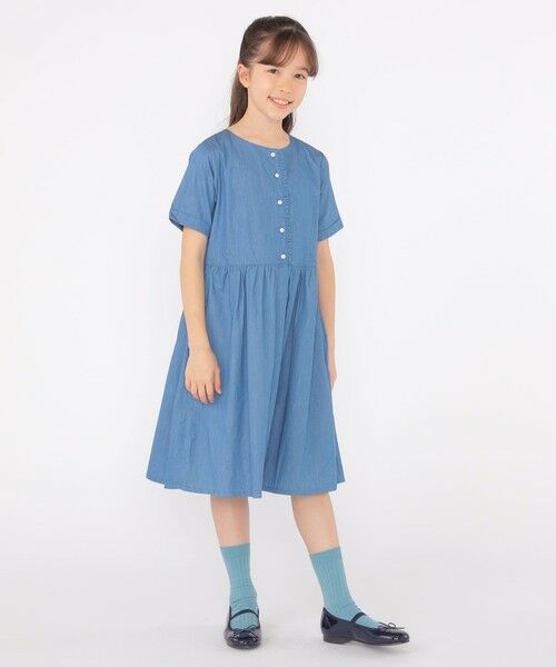 SHIPS / シップス ロング・マキシ丈ワンピース | SHIPS KIDS:140〜150cm / ダンガリー 半袖 ワンピース | 詳細7
