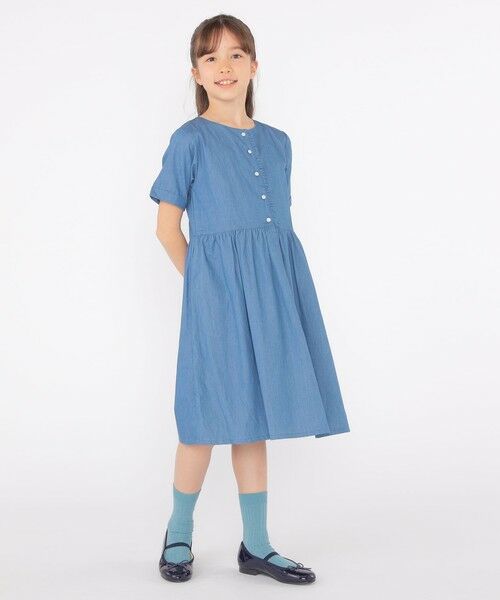 SHIPS / シップス ロング・マキシ丈ワンピース | SHIPS KIDS:140〜150cm / ダンガリー 半袖 ワンピース | 詳細8