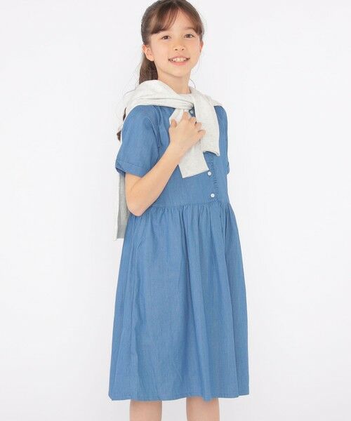SHIPS / シップス ロング・マキシ丈ワンピース | SHIPS KIDS:140〜150cm / ダンガリー 半袖 ワンピース | 詳細9