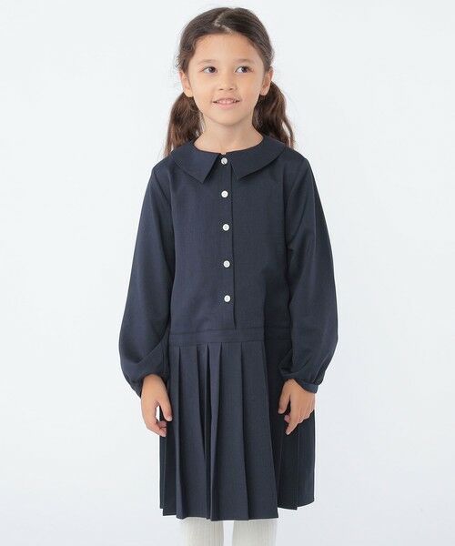 SHIPS / シップス ロング・マキシ丈ワンピース | SHIPS KIDS:100〜130cm / プリーツ 切替 ワンピース(ネイビー)