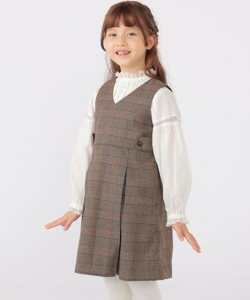SHIPS / シップス ロング・マキシ丈ワンピース | SHIPS KIDS:100〜130cm / チェック ジャンパー スカート(ブラウン系)