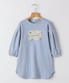 SHIPS / シップス ロング・マキシ丈ワンピース | SHIPS KIDS:100〜130cm / カレッジロゴ フラワー 刺繍 スウェット ワンピース