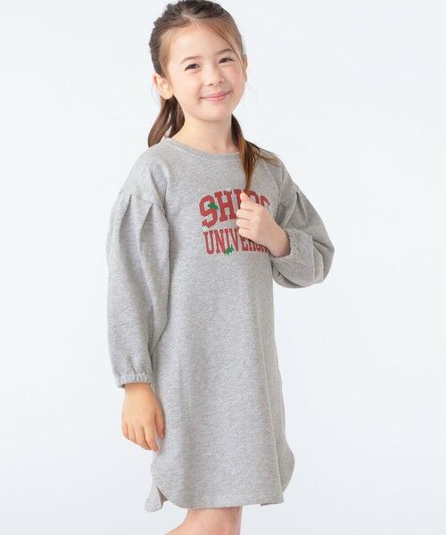 SHIPS / シップス ロング・マキシ丈ワンピース | SHIPS KIDS:100〜130cm / カレッジロゴ フラワー 刺繍 スウェット ワンピース | 詳細1