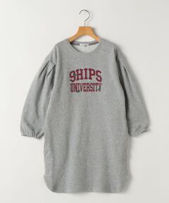SHIPS KIDS:140〜150cm / カレッジロゴ フラワー 刺繍 スウェット ワンピース