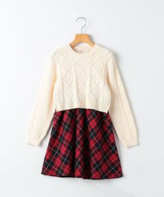 SHIPS / シップス ロング・マキシ丈ワンピース | SHIPS KIDS:90cm /〈洗濯機可能〉ケーブルニット ドッキング ワンピース