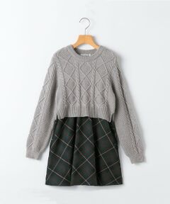 SHIPS / シップス ロング・マキシ丈ワンピース | SHIPS KIDS:90cm /〈洗濯機可能〉ケーブルニット ドッキング ワンピース