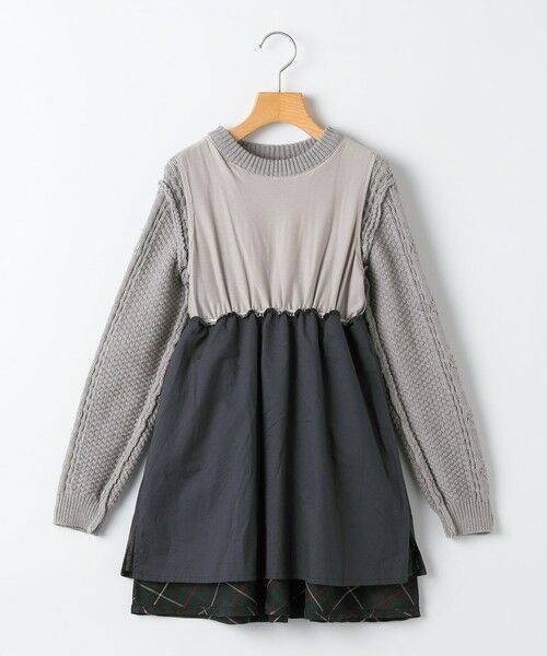 SHIPS / シップス ロング・マキシ丈ワンピース | SHIPS KIDS:90cm /〈洗濯機可能〉ケーブルニット ドッキング ワンピース | 詳細6