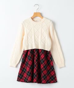 SHIPS / シップス ロング・マキシ丈ワンピース | SHIPS KIDS:100〜130cm /〈洗濯機可能〉ケーブルニット ドッキング ワンピース